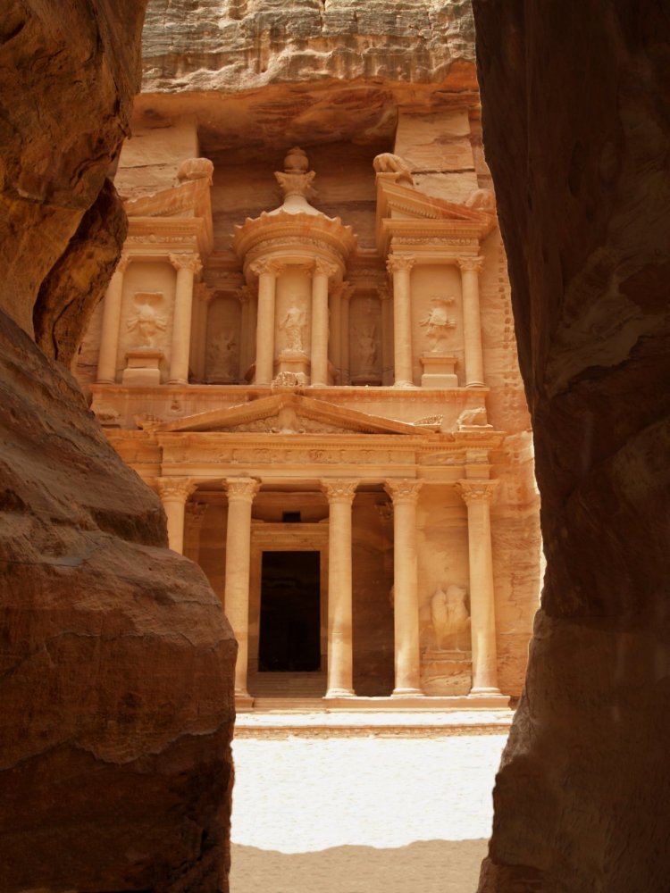 The Treasury, as seen from the Siq. This setting features in the Gershom Scroll.