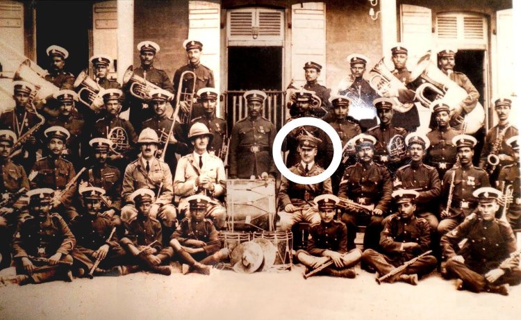 Inspector Harry Rolfe and his Mauritius Police Band somewhere during the 1930s.